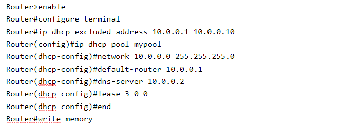 ip dhcp config on cisco router switch